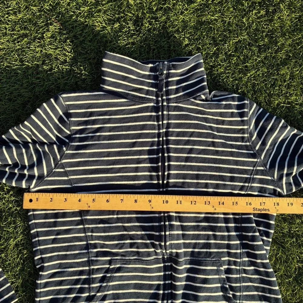 LL Bean Womens Size Small Black White Striped Full Zip Sweatshirt Jacket - Picture 6 of 6